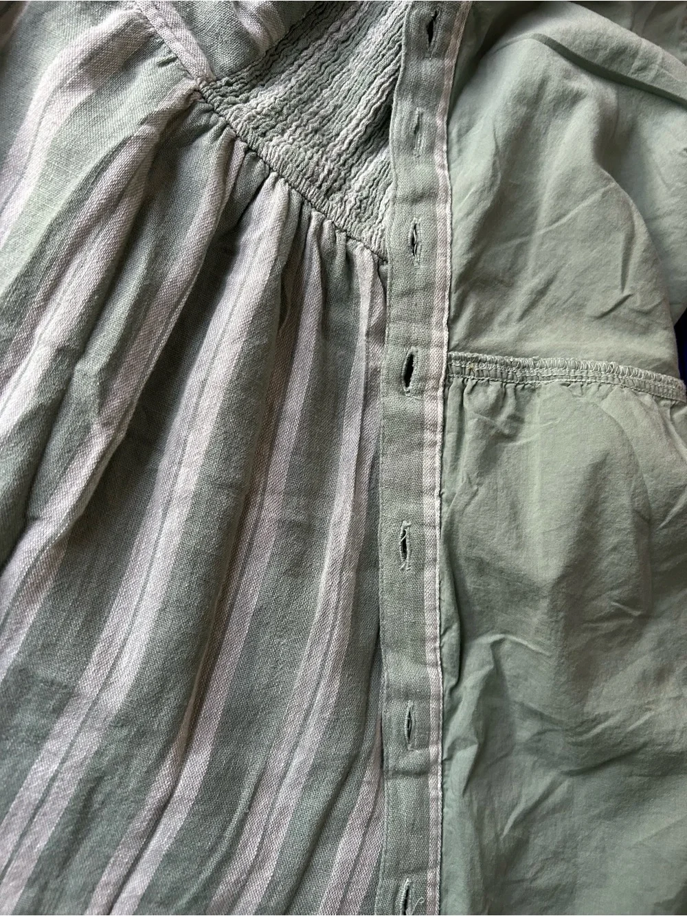 Striped Sage Green Button-Front Dress